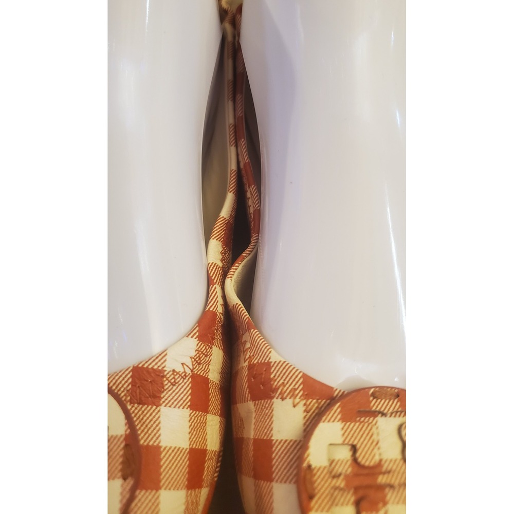 Tory Burch Minnie Travel Slip On Flat Shoes  Women's Size 7.5 White Burnt Orange - Picture 3 of 12